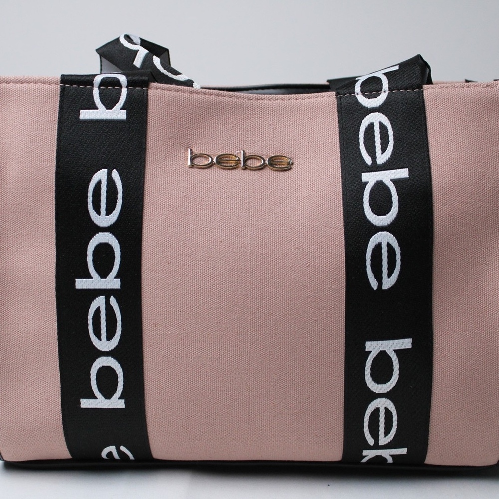 Bebe Women's Hana Canvas Zip Close Small Satchel Bag CA4 Dusty Rose One Size